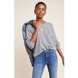 Anthropologie Avienne Sweatshirt T.La Foil Printed Stars Grey Small NEW ANTHRO